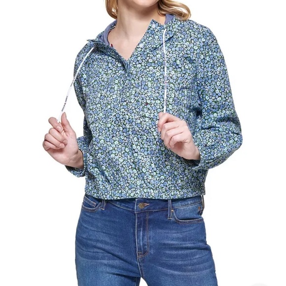 Tommy Hilfiger Floral Printed Cotton Hoodie Size Medium NEW - Picture 1 of 13